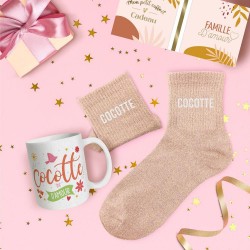 Coffret Cadeaux Paillettes Fantaisie - Tasse & Chaussettes