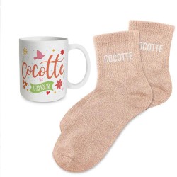 Coffret Cadeaux Paillettes Fantaisie - Tasse & Chaussettes