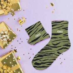 Chaussettes Paillettes Colorées Fantaisie Imprimé Félin