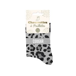 Chaussettes Paillettes Colorées Fantaisie Imprimé Félin