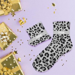 Chaussettes Paillettes Colorées Fantaisie Imprimé Félin