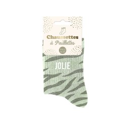 Chaussettes Paillettes Colorées Fantaisie Imprimé Félin