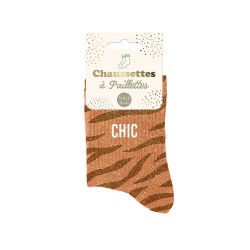 Chaussettes Paillettes Colorées Fantaisie Imprimé Félin