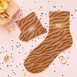 Chaussettes Paillettes Colorées Fantaisie Imprimé Félin