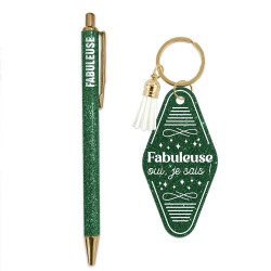 Duo de Cadeaux Paillettes - Stylo & Porte-Clés