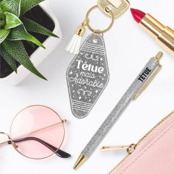 Duo de Cadeaux Paillettes - Stylo & Porte-Clés
