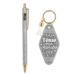 Duo de Cadeaux Paillettes - Stylo & Porte-Clés