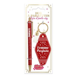 Duo de Cadeaux Paillettes - Stylo & Porte-Clés