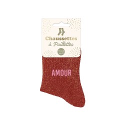 Chaussettes Paillettes Colorées Mot Fantaisie
