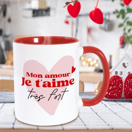Mug Rouge Mon Amour Je t'aime très Fort