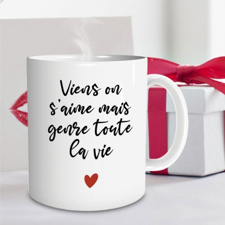 Mug Coeur Viens on s'aime mais genre toute la vie