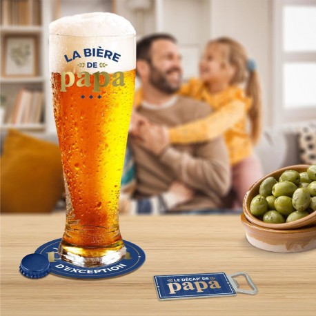 Coffret La Bière de Papa - Pinte, Sous-Verre & Porte-Clés