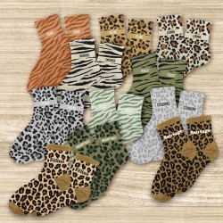 Chaussettes Paillettes Colorées Fantaisie Imprimé Félin