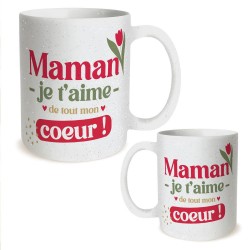 Mug Paillettes Maman Je t'aime de tout mon Coeur