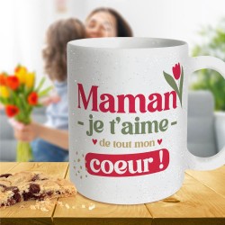 Mug Paillettes Maman Je t'aime de tout mon Coeur