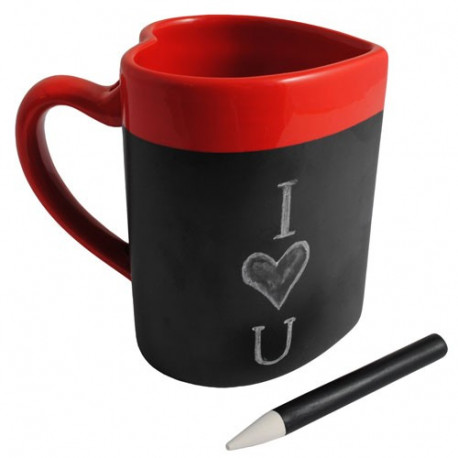 Photo du mug coeur ardoise avec son crayon