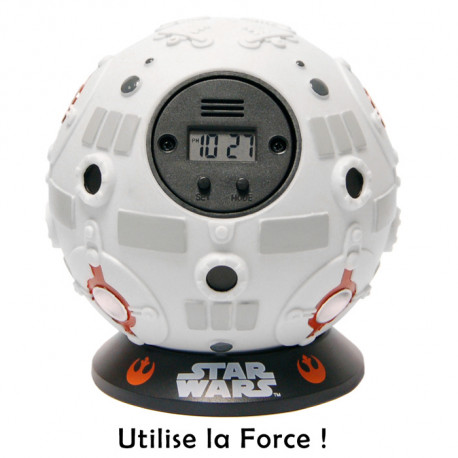 Que la force soit avec toi… et ton réveil ! Sous licence officielle Star Wars, ce réveil prend la forme d’une sphère d’entraînement en caoutchouc pour amortir tous les chocs !