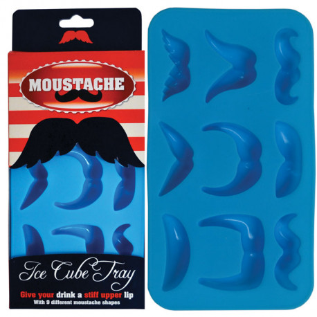 Ce moule en silicone comporte 9 emplacements pour neuf mini glaçons moustachus 