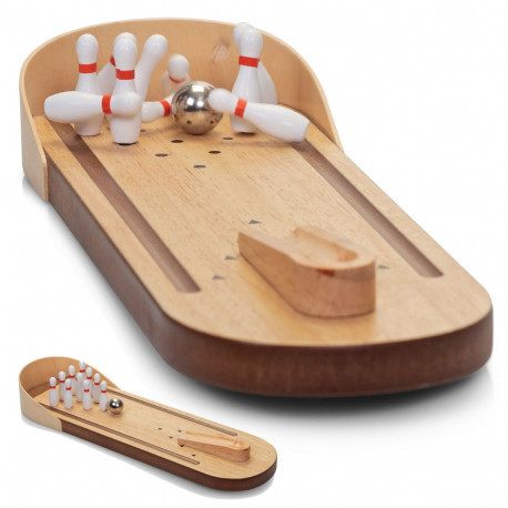 Ce mini jeu de bowling en bois est parfait pour ceux qui ont besoin de se détendre au bureau, avec un divertissement simple et amusant... Offrez ce jeu d’adresse transportable à tous les amateurs de bowling !