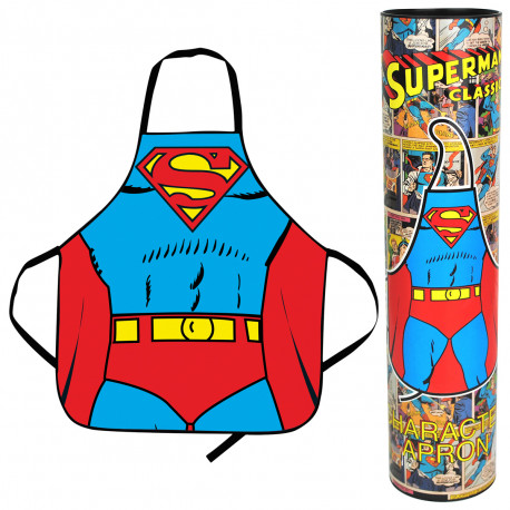 Mettez-vous dans la peau de votre super-héros favori à l’aide de ce tablier Superman, livré dans son packaging/tube ! Derrière les fourneaux, jouez-la Clark Kent et cuisinez des mets super-héroïques ! Originalement geek !