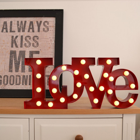 une lampe love avec 25 boules leds blanche