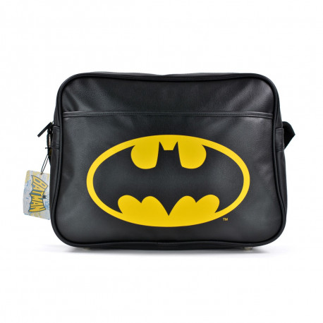 Un sac à bandoulière représentant le logo de batman