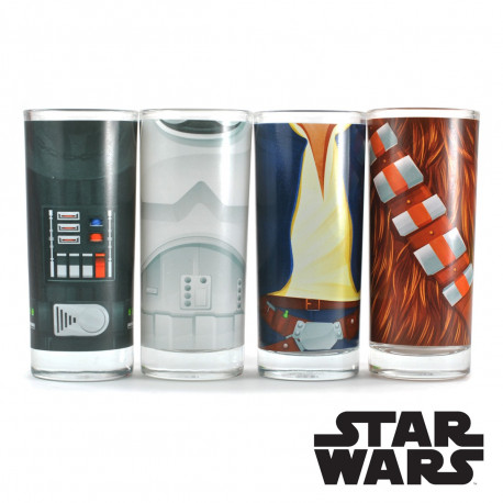 Un pack de 4 verres Star Wars, mettant à l’honneur des personnages emblématiques